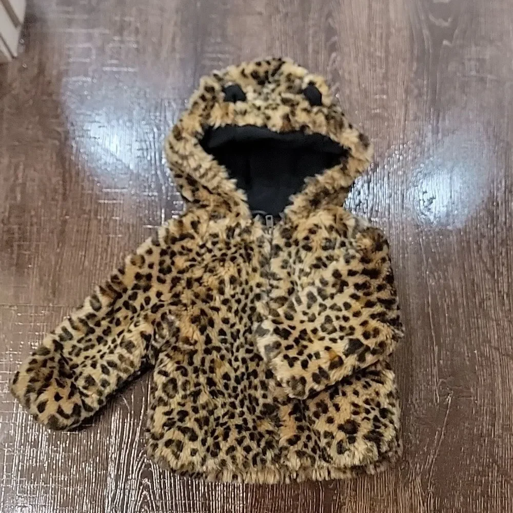 Baby Gap Cheetah Faur Fur Coat with Hood